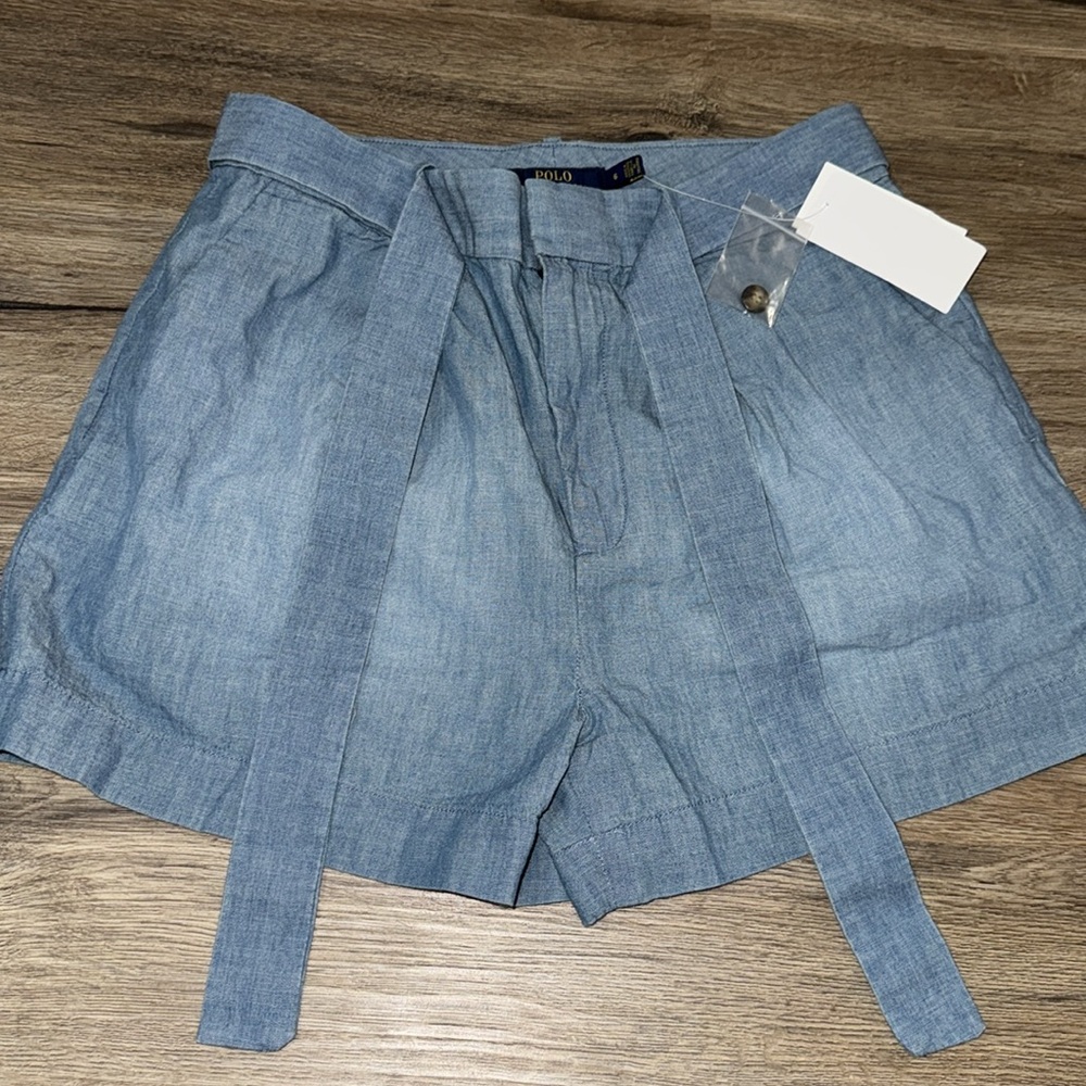 NWT POLO RALPH LAUREN LIGHT BLUE DENIM SHORTS WITH BELT Size - 6 - Picture 2 of 4